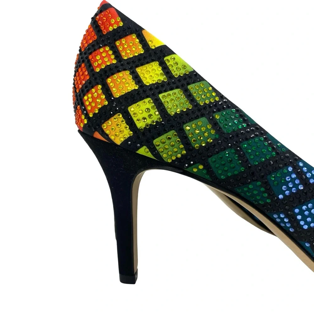 INC International Concepts Zitah Rainbow Rhinestone Heels New Size 9 Pumps